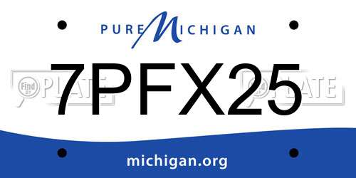 7PFX25 Michigan License Plate