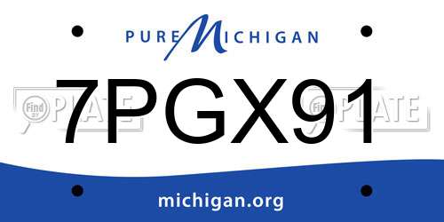 7PGX91 Michigan License Plate