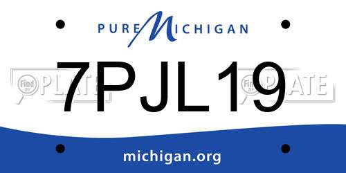 7PJL19 Michigan License Plate