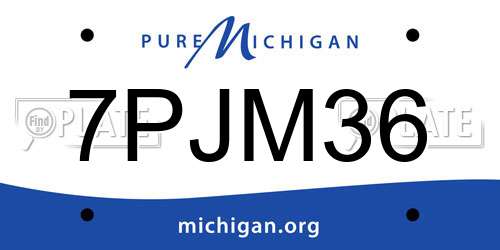 7PJM36 Michigan License Plate