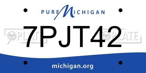 7PJT42 Michigan License Plate