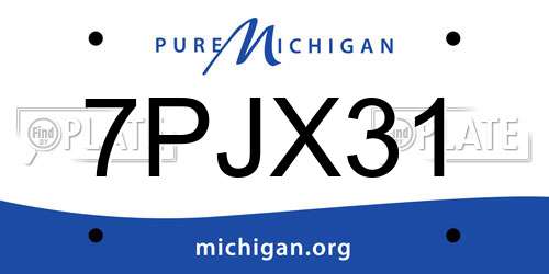 7PJX31 Michigan License Plate