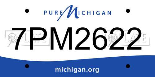 7PM2622 Michigan License Plate