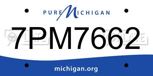 7PM7662 Michigan License Plate