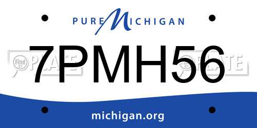 7PMH56 Michigan License Plate