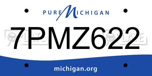 7PMZ622 Michigan License Plate