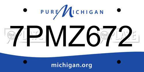 7PMZ672 Michigan License Plate