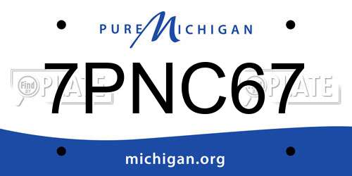 7PNC67 Michigan License Plate