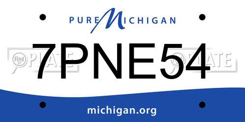 7PNE54 Michigan License Plate