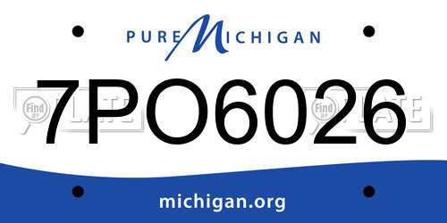 7PO6026 Michigan License Plate