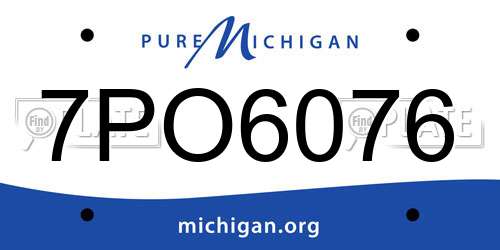7PO6076 Michigan License Plate