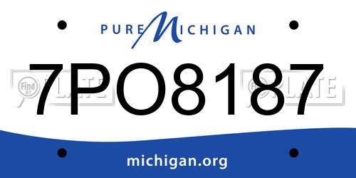 7PO8187 Michigan License Plate