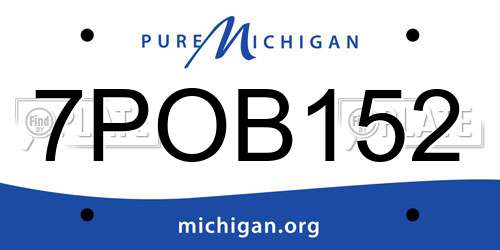 7POB152 Michigan License Plate