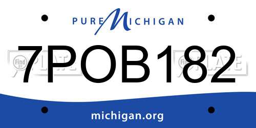 7POB182 Michigan License Plate