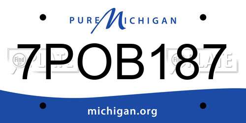 7POB187 Michigan License Plate