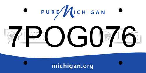 7POG076 Michigan License Plate
