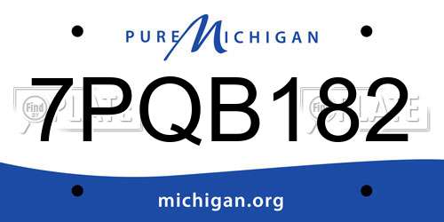 7PQB182 Michigan License Plate