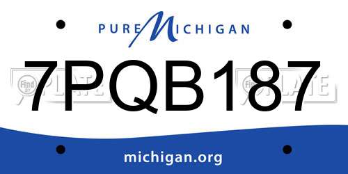 7PQB187 Michigan License Plate