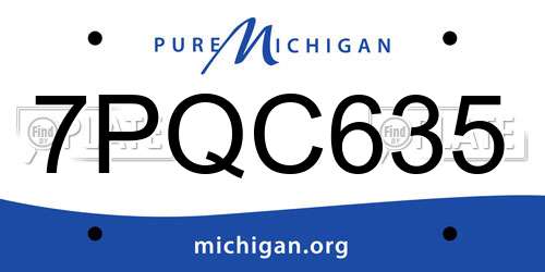 7PQC635 Michigan License Plate