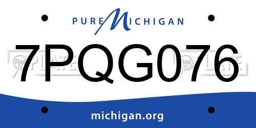 7PQG076 Michigan License Plate
