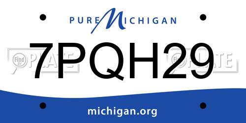 7PQH29 Michigan License Plate