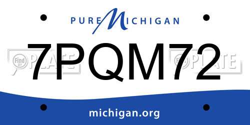 7PQM72 Michigan License Plate