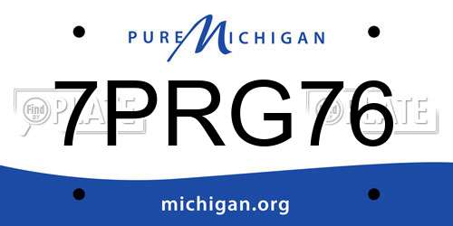 7PRG76 Michigan License Plate
