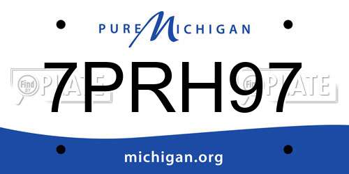 7PRH97 Michigan License Plate