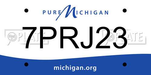 7PRJ23 Michigan License Plate