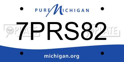 7PRS82 Michigan License Plate