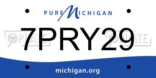 7PRY29 Michigan License Plate