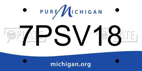 7PSV18 Michigan License Plate