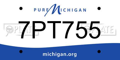 7PT755 Michigan License Plate