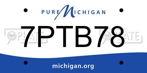 7PTB78 Michigan License Plate