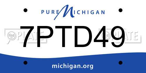 7PTD49 Michigan License Plate