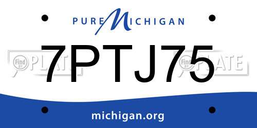 7PTJ75 Michigan License Plate