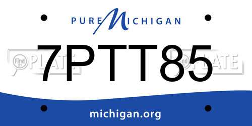 7PTT85 Michigan License Plate