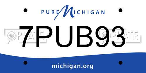 7PUB93 Michigan License Plate