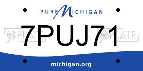 7PUJ71 Michigan License Plate