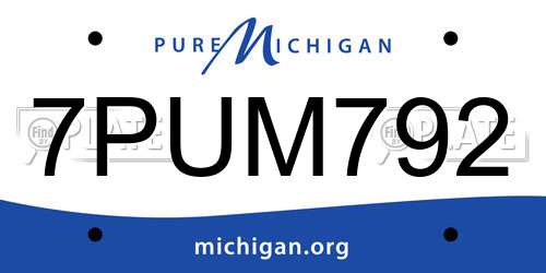 7PUM792 Michigan License Plate