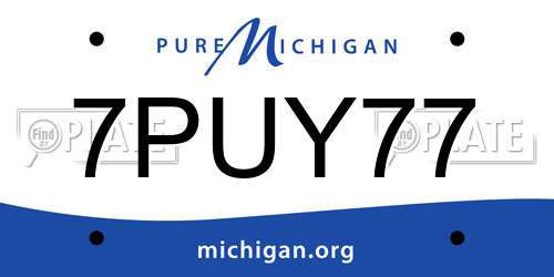 7PUY77 Michigan License Plate