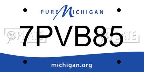 7PVB85 Michigan License Plate