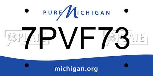7PVF73 Michigan License Plate