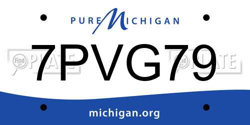 7PVG79 Michigan License Plate