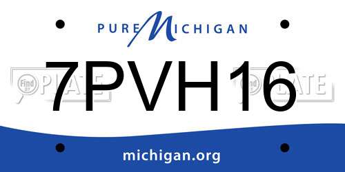 7PVH16 Michigan License Plate