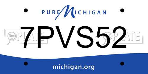 7PVS52 Michigan License Plate
