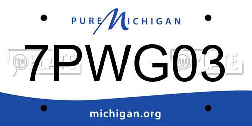 7PWG03 Michigan License Plate