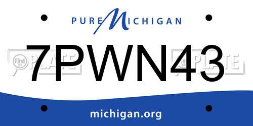 7PWN43 Michigan License Plate