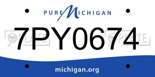 7PY0674 Michigan License Plate