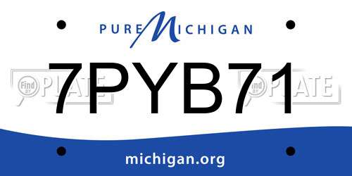 7PYB71 Michigan License Plate